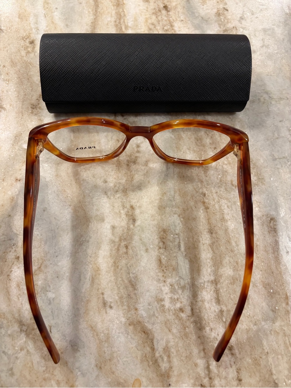 Prada Women's Tortoiseshell Cat-Eye Glasses Frame, model VPR 20Z with brand case - Picture 6 of 9